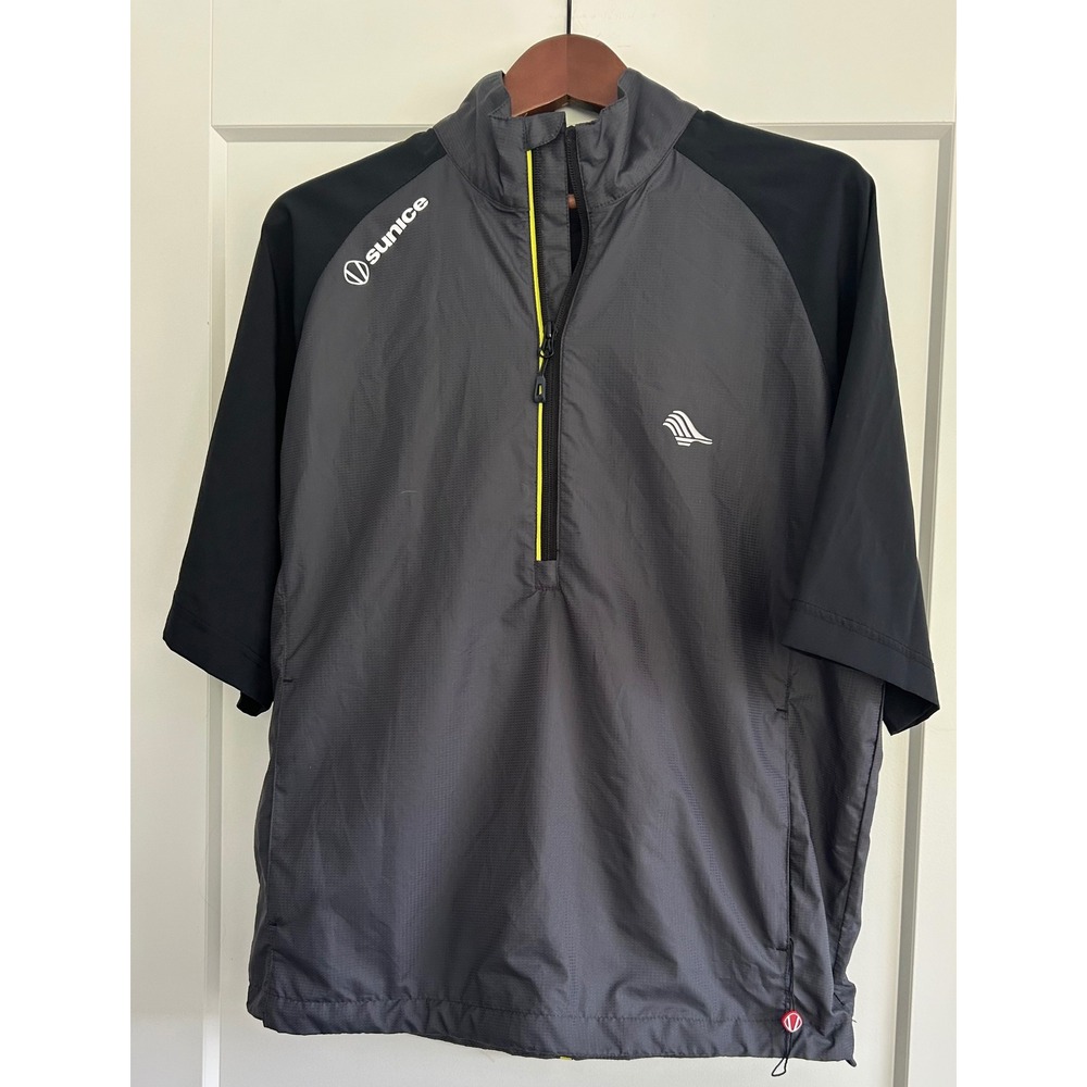 Sunice Golf‎ Pullover Windbreaker Jacket Short Sleeve Gray Black Mens